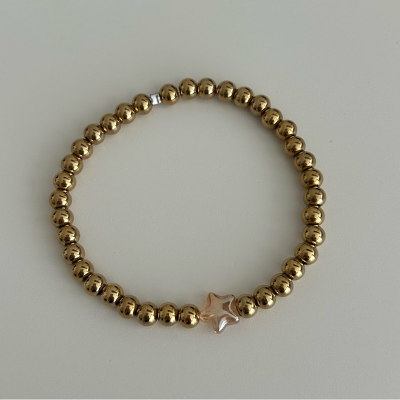 Stainless Steel Gold Bead Stretch Bracelet - Picture 10 of 11